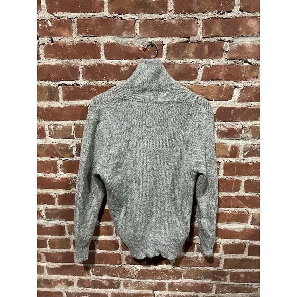 Vintage LL Bean Mens Gray Knit Long Sleeve Pullover Cowl Neck Size Medium Wool - Picture 2 of 3